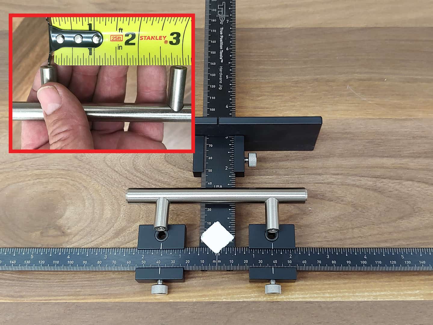handle installation on cabinet drawer with TP-1934 Cabinet Hardware Jig (step 2)