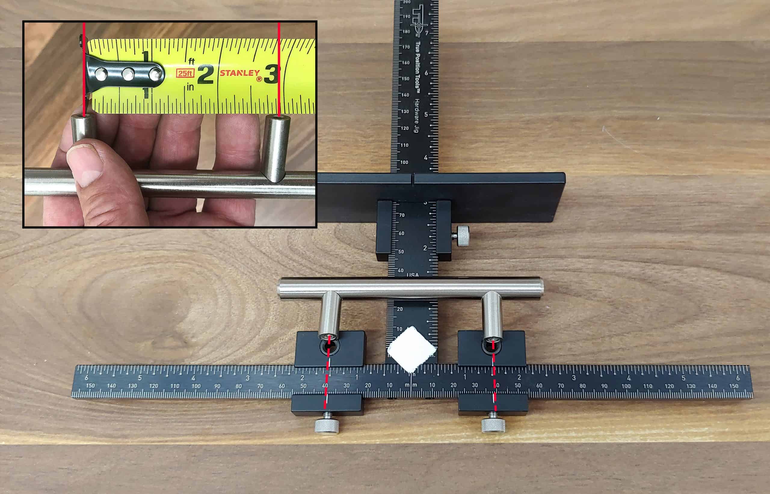 tape measure measuring cabinet hardware handle TP 1934 Cabinet Hardware Jig